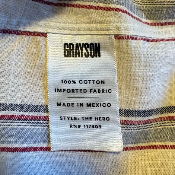 GRAYSON Blue and White Stripe THE HERO Long sleeve Cotton Button Up Top 3 - Picture 8 of 10